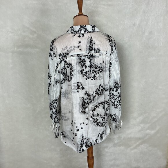 Allsaints Black White Butterfly Print Long Sleeve Leyla Orsino Shirt Blouse US 6 - Picture 5 of 8